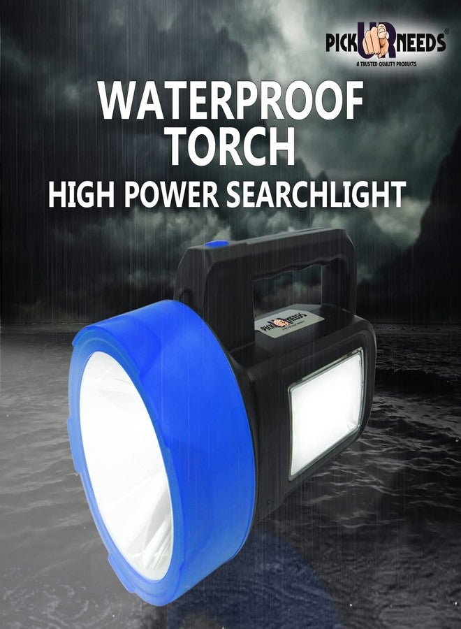 Pick Ur Needs Emergency Long Range Search Torch Light 125W Rechargeable with Blinker + Side Light (Blue) - Image 4